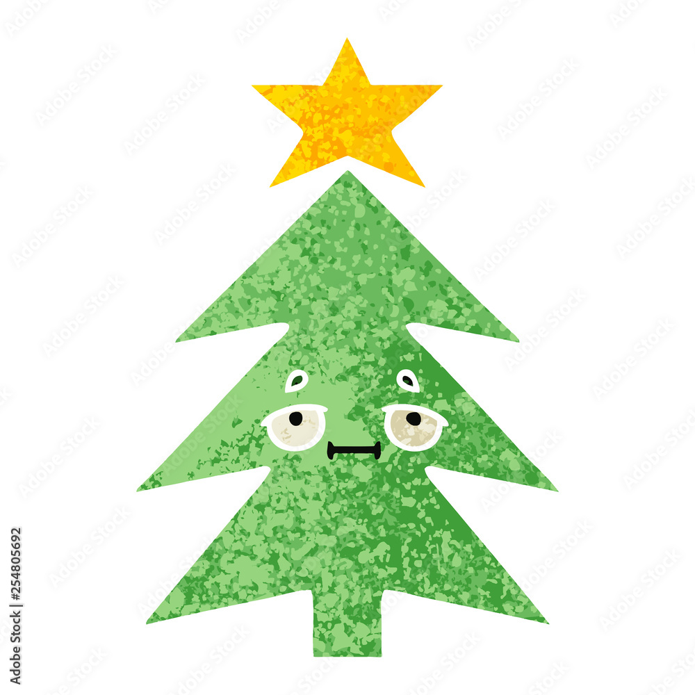 retro illustration style cartoon christmas tree retro illustration style cartoon christmas tree