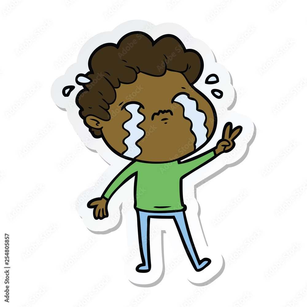 sticker of a cartoon man crying sticker of a cartoon man crying