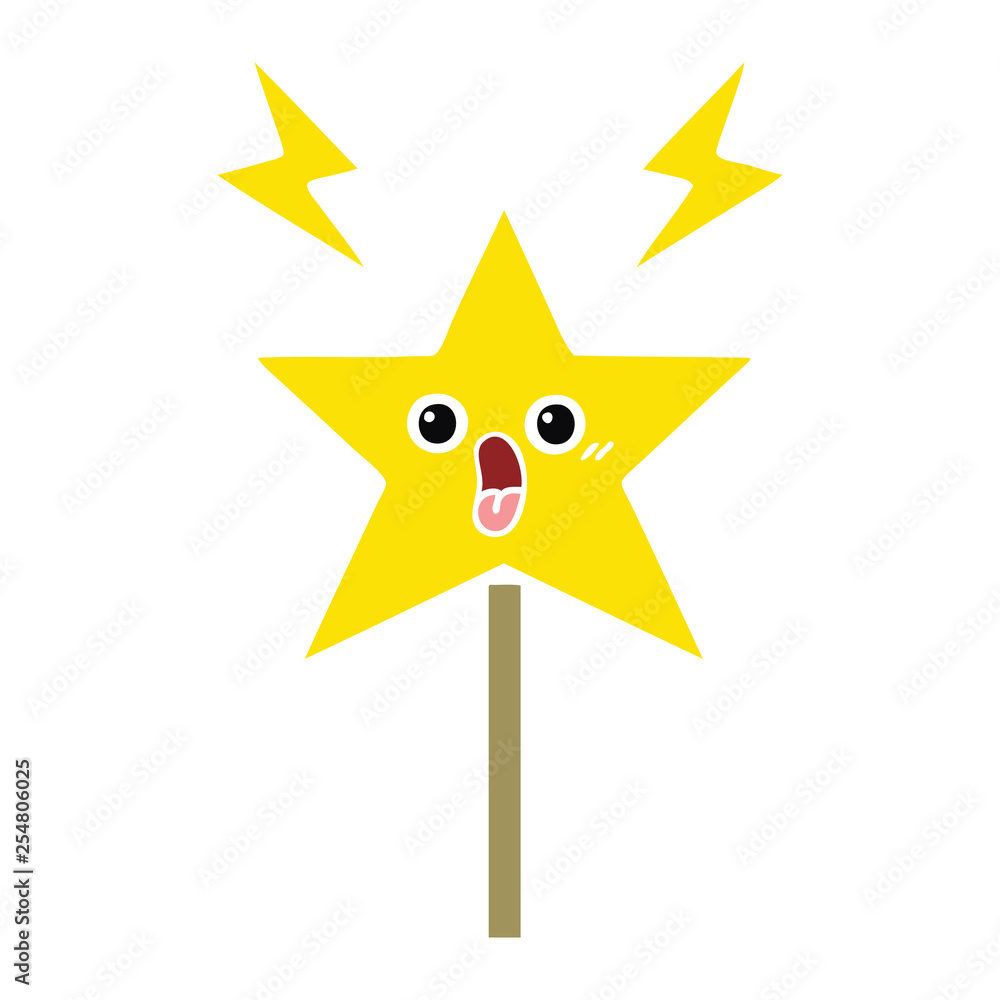flat color retro cartoon magic wand flat color retro cartoon magic wand