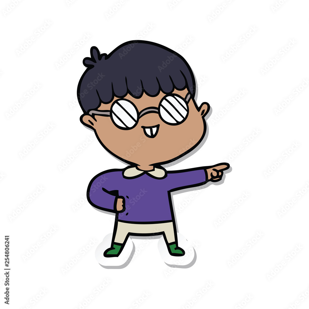 sticker of a cartoon boy wearing spectacles sticker of a cartoon boy wearing spectacles