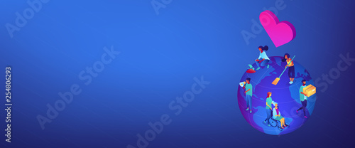 Volunteeringisometric 3D banner header.