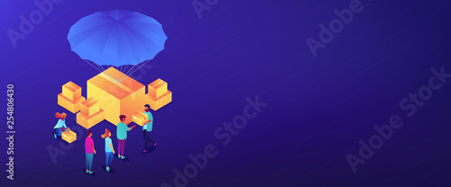 Humanitarian aidisometric 3D banner header.