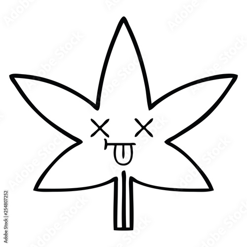line drawing cartoon autumnal leaf