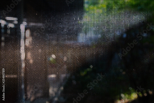 Dust and Dirty mosquito wire screen window, Close up and macro shot