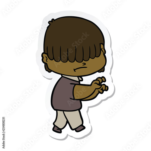 sticker of a cartoon boy with untidy hair