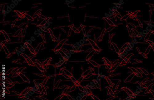Deep Halloween Red Ghost Pepper X-ray Abstract Glowing Hair String Random Colorful Lines Web on Black Background Tabloid 11x17 12