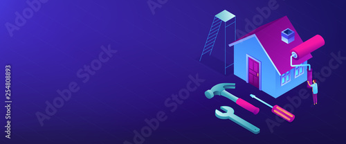 DIY repair isometric 3D banner header.