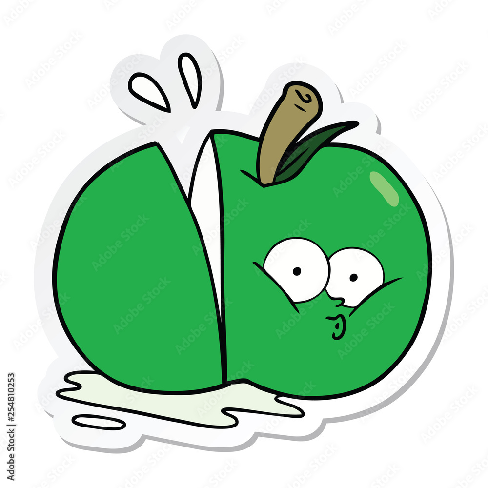 Fototapeta premium sticker of a cartoon sliced apple