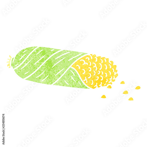 retro cartoon doodle of fresh corn on the cob