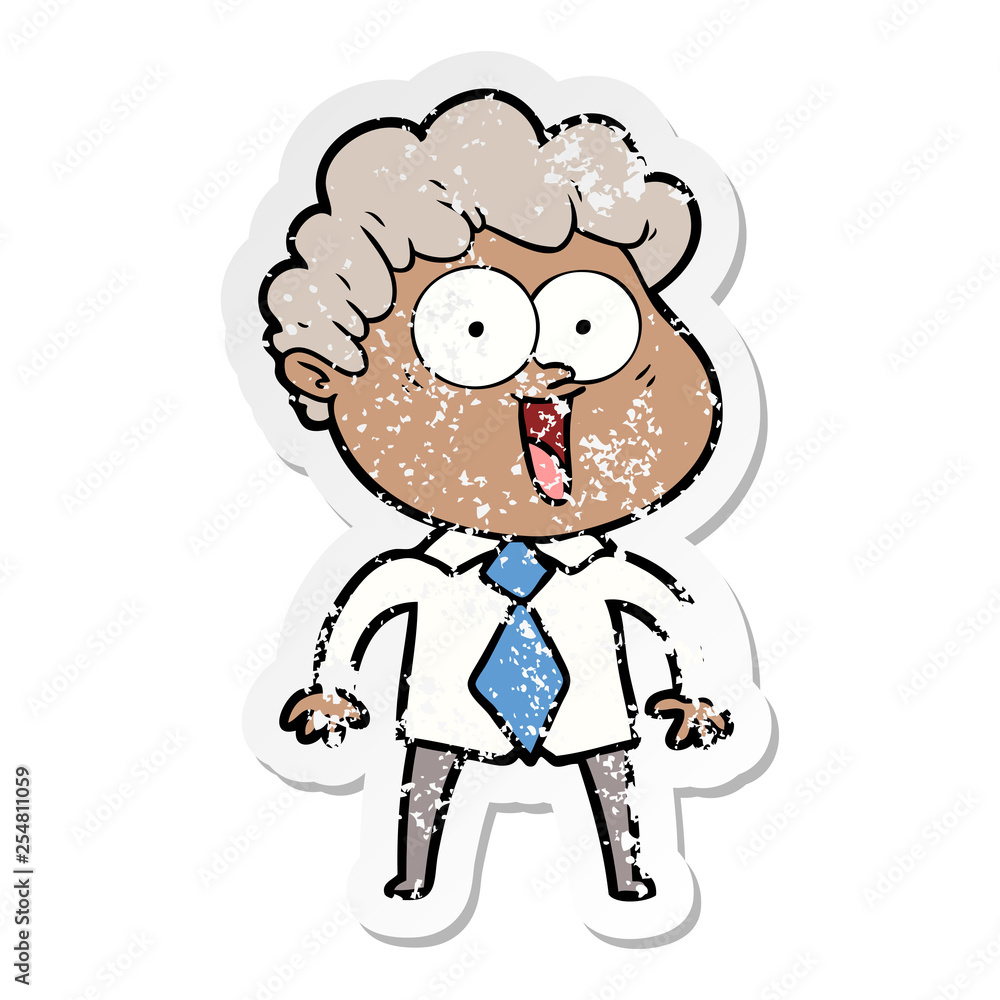 Fototapeta premium distressed sticker of a cartoon happy man