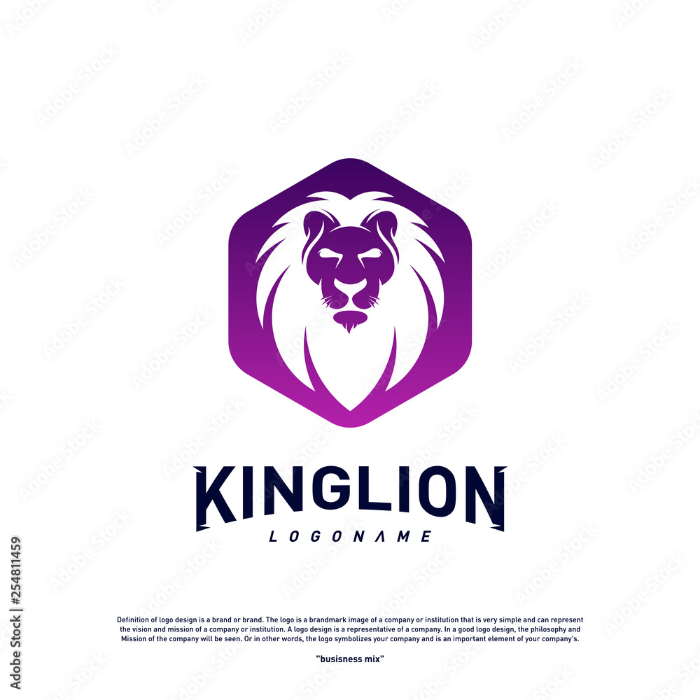 Lions Logo Design Concept. King Lions Logo Design Template Vector. Icon Symbol Lions Logo Design Concept. King Lions Logo Design Template Vector. Icon Symbol