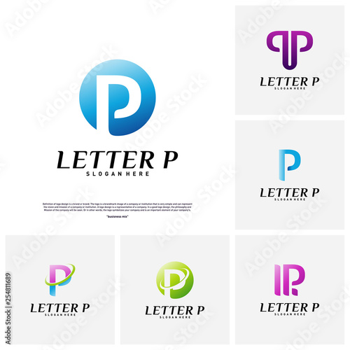 Set of Letter P Logo Design Concept. Initial P Logo Design Template Vector. Icon Symbol