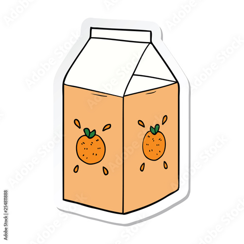 sticker of a cartoon orange juice carton