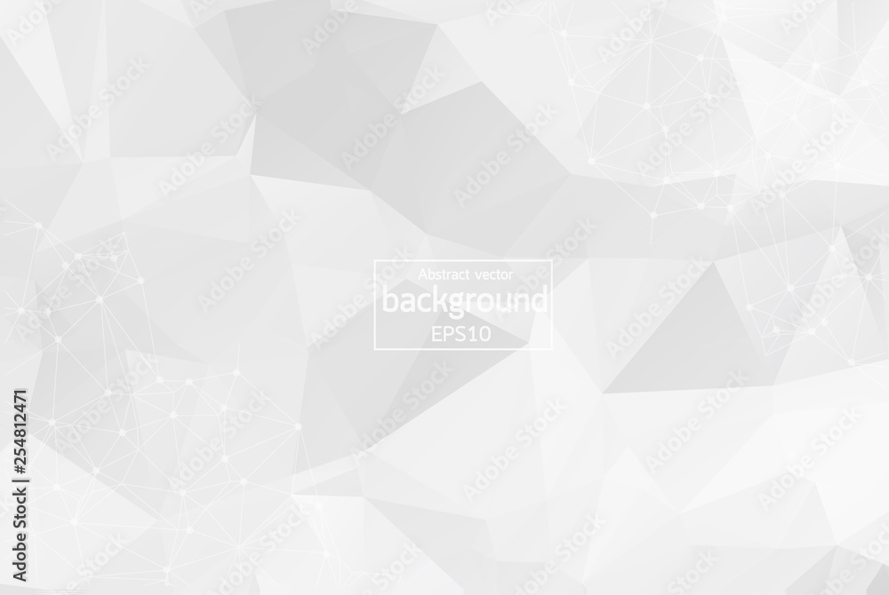 Obraz premium Abstract White Geometric Polygonal background molecule and communication. Connected lines with dots. Concept of the science, chemistry, biology, medicine, technology.