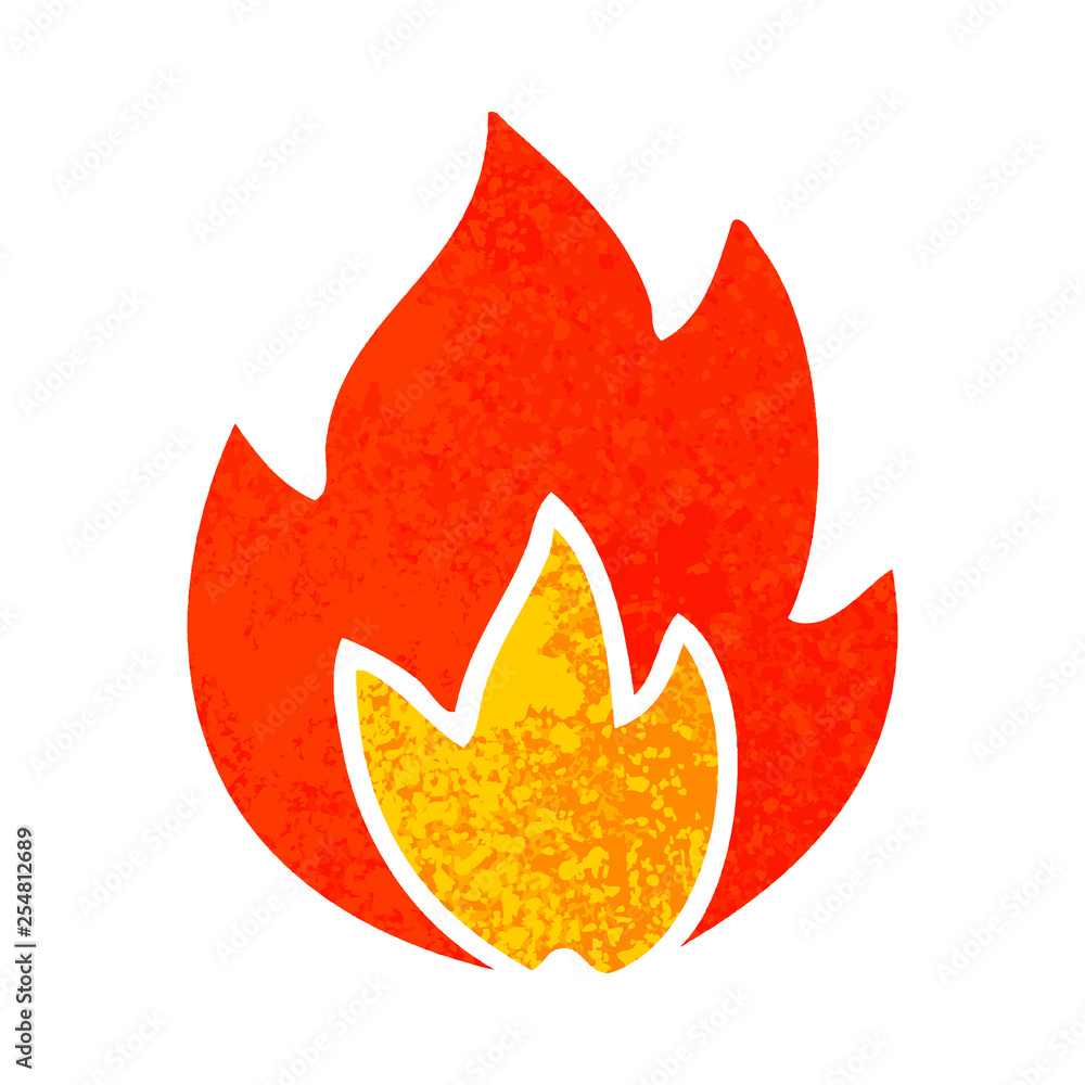 retro illustration style cartoon fire retro illustration style cartoon fire