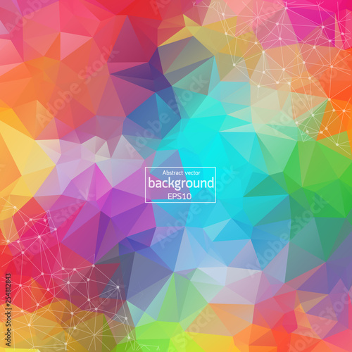 Abstract Colorful Polygonal Space Background with Connecting Dots and Lines. Geometric Polygonal background molecule and communication. Concept of science, chemistry, biology, medicine, technology.