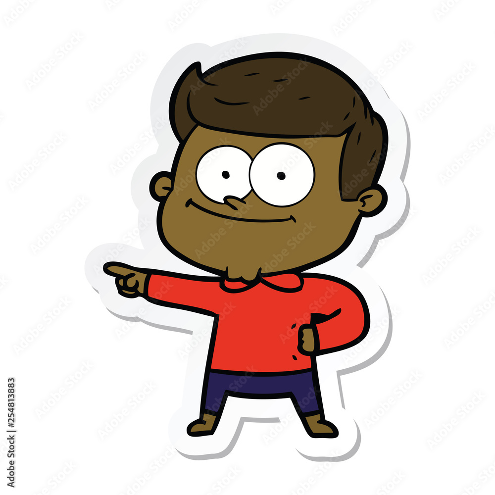 sticker of a cartoon happy man