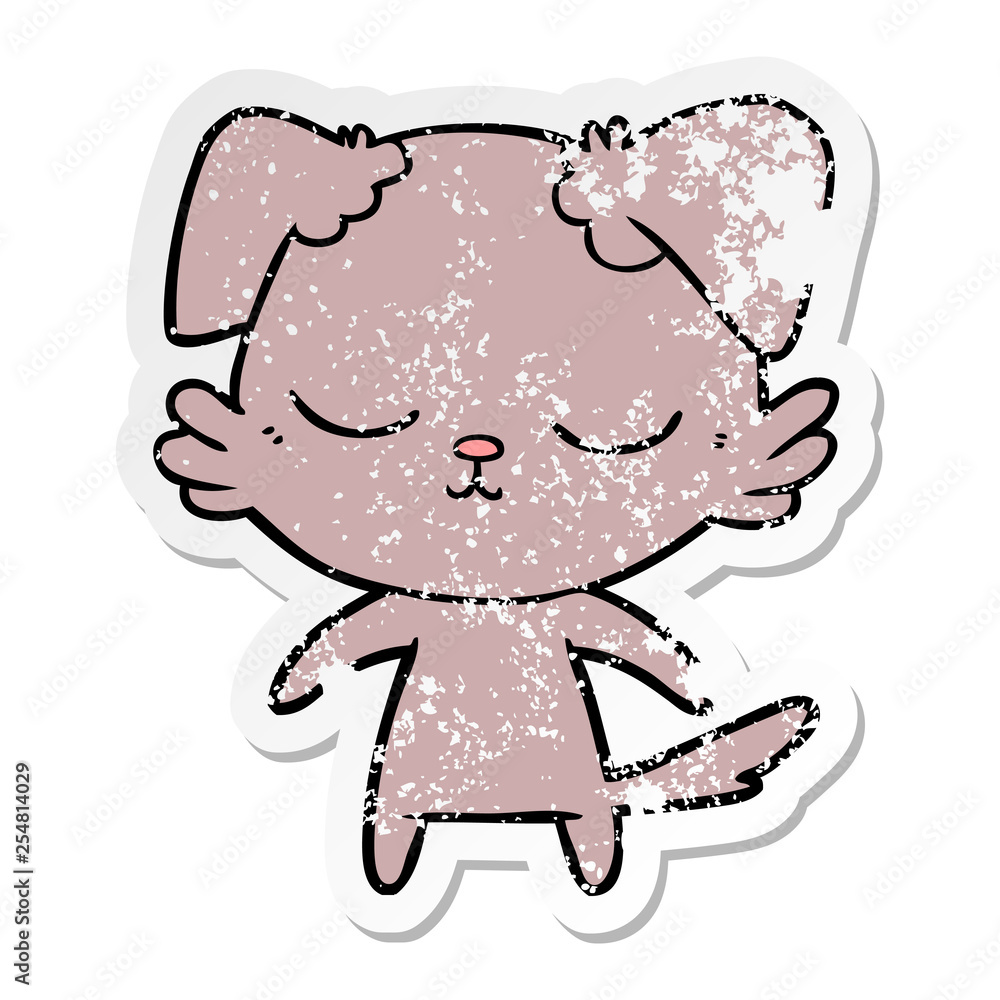 Obraz premium distressed sticker of a cute cartoon dog