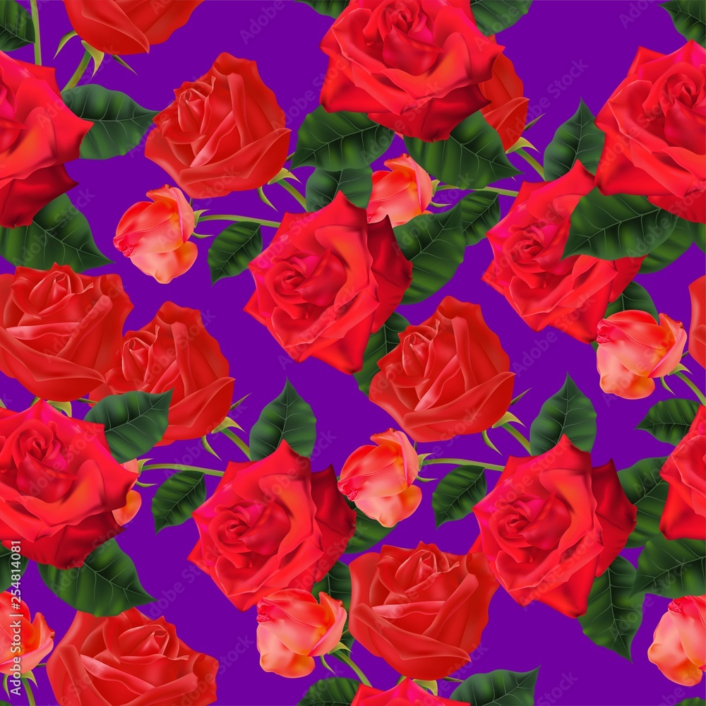 Naklejka premium red rose seamless pattern -vector