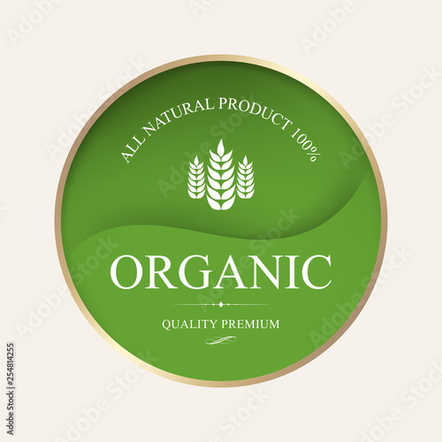 Natural and organic label and vegan banner. Agriculture mark logo badges design.