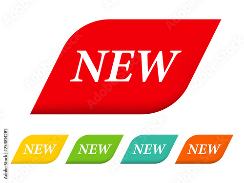 New tag banner label badge design. Channel promotion sale.