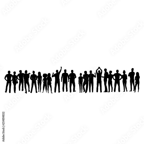 crowd of people. silhouette of a crowd of people standing back