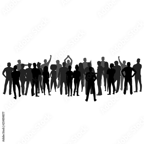 crowd of people. silhouette of a group of people standing back