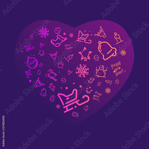 Illustration and icons for the celebration of Christmas and New Year