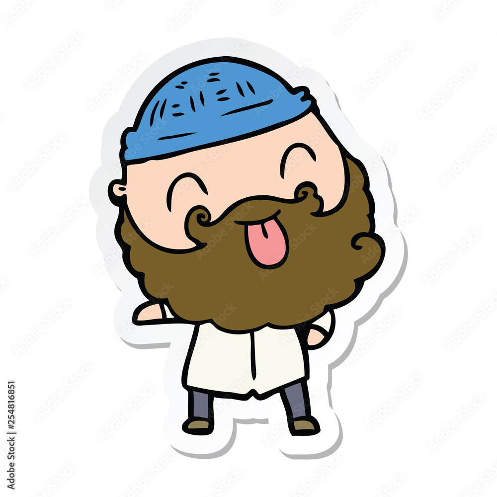 sticker of a man with beard sticking out tongue sticker of a man with beard sticking out tongue