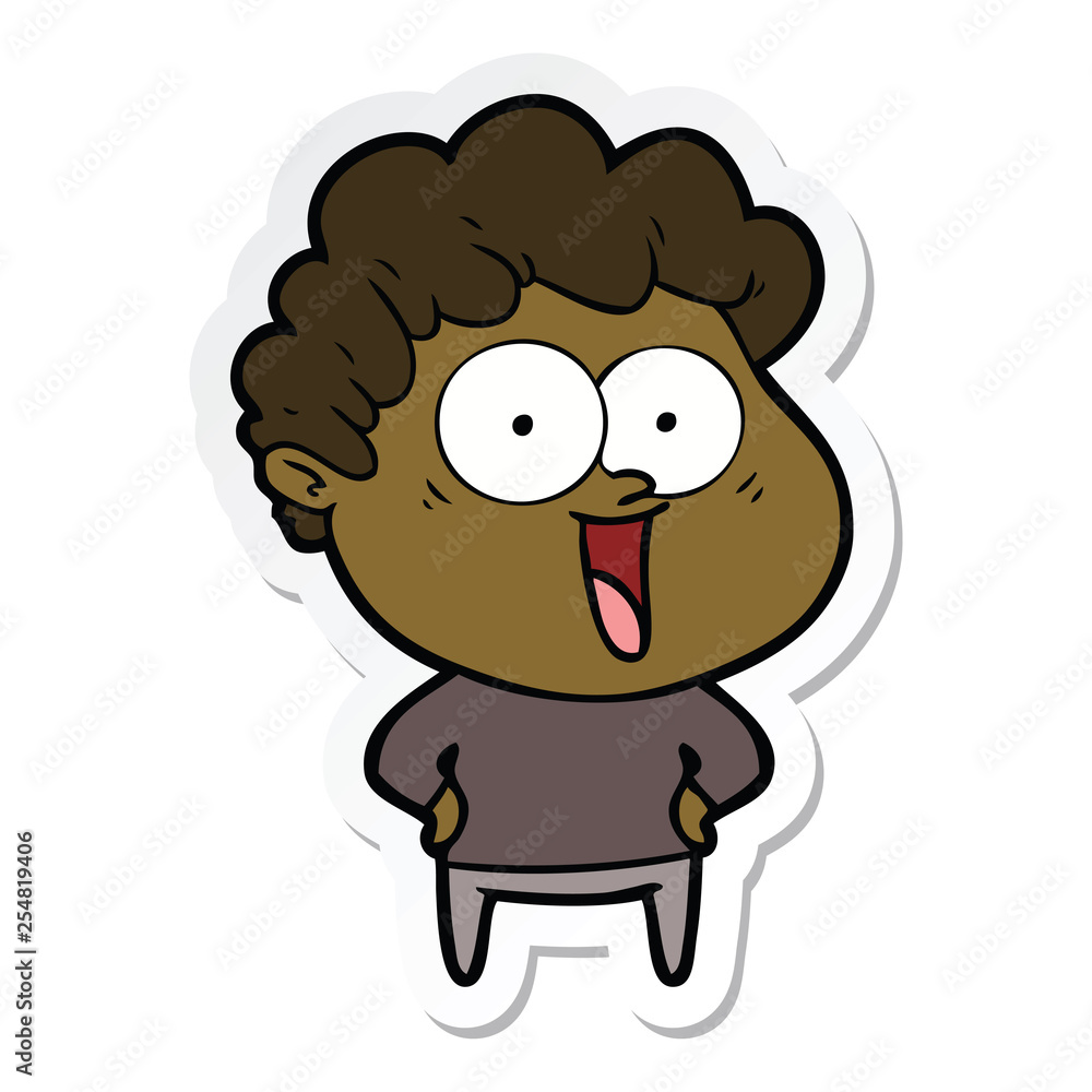 sticker of a cartoon happy man sticker of a cartoon happy man