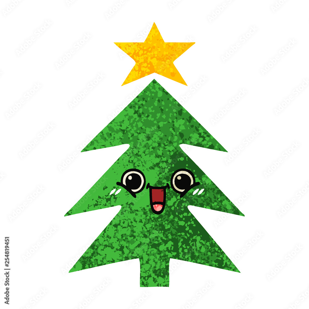 Fototapeta premium retro illustration style cartoon christmas tree