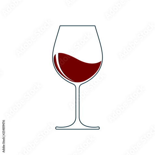 Wine glass icon with wine. Isolated sign glass of wine on white background. Vector illustration.