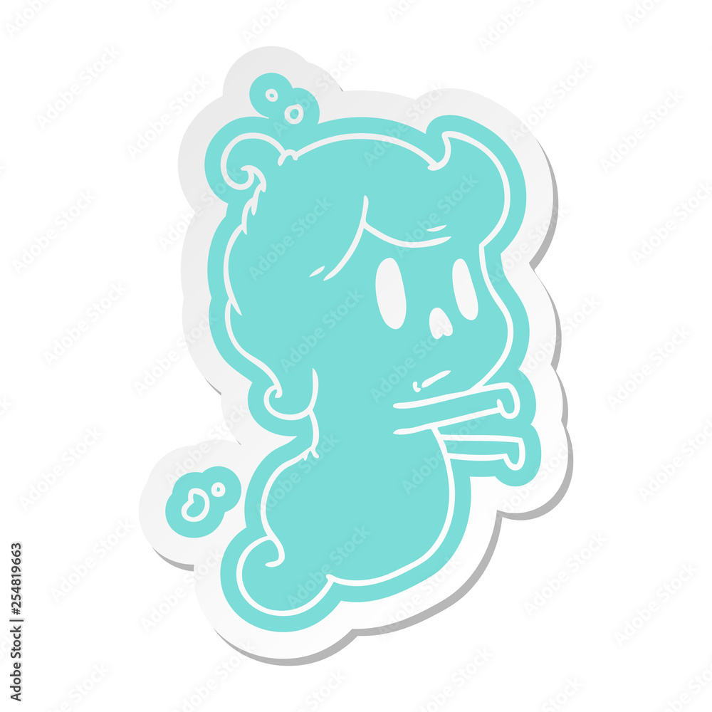 cartoon sticker of a kawaii cute ghost