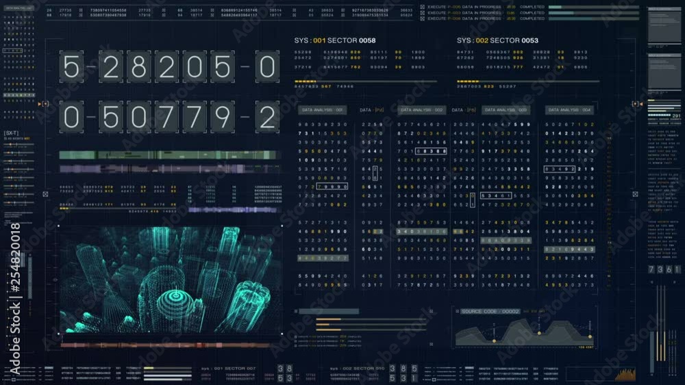 Futuristic source code digital data telemetry motion graphic display screen with user interface display for digital background computer desktop display screen Futuristic source code digital data telemetry motion graphic display screen with user interface display for digital background computer desktop display screen