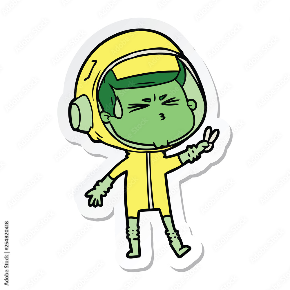 sticker of a cartoon stressed astronaut sticker of a cartoon stressed astronaut