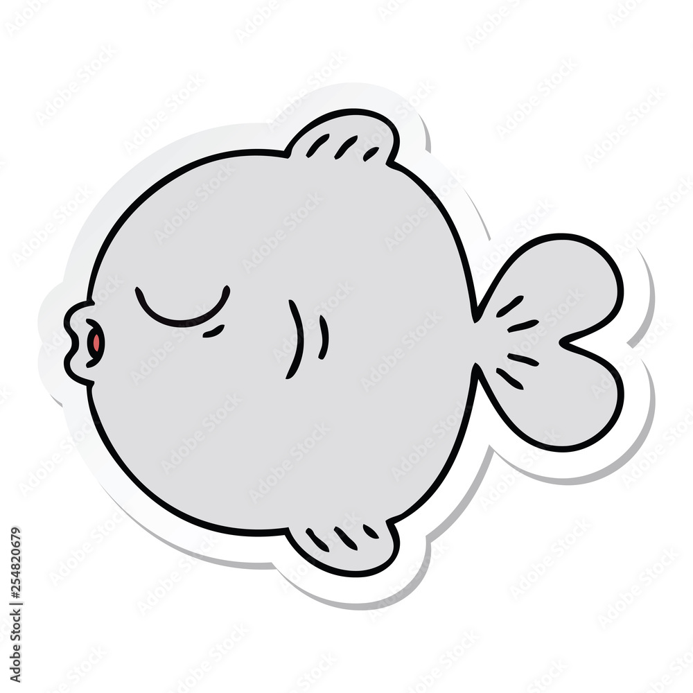 sticker of a quirky hand drawn cartoon fish sticker of a quirky hand drawn cartoon fish