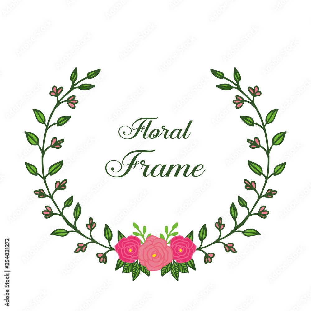 Vector illustration design green leaf floral frames