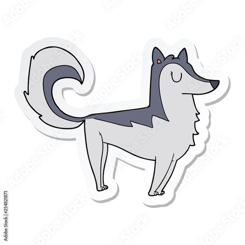 sticker of a cartoon husky