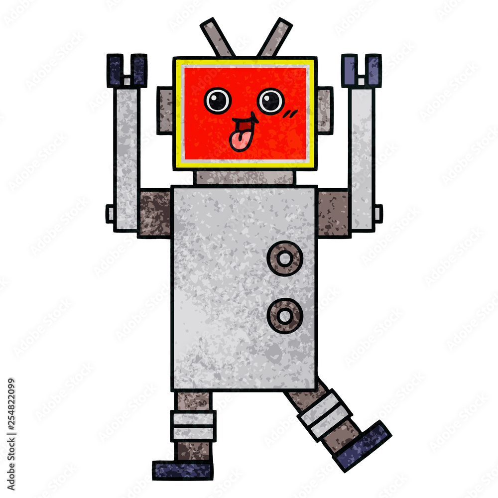 retro grunge texture cartoon robot retro grunge texture cartoon robot