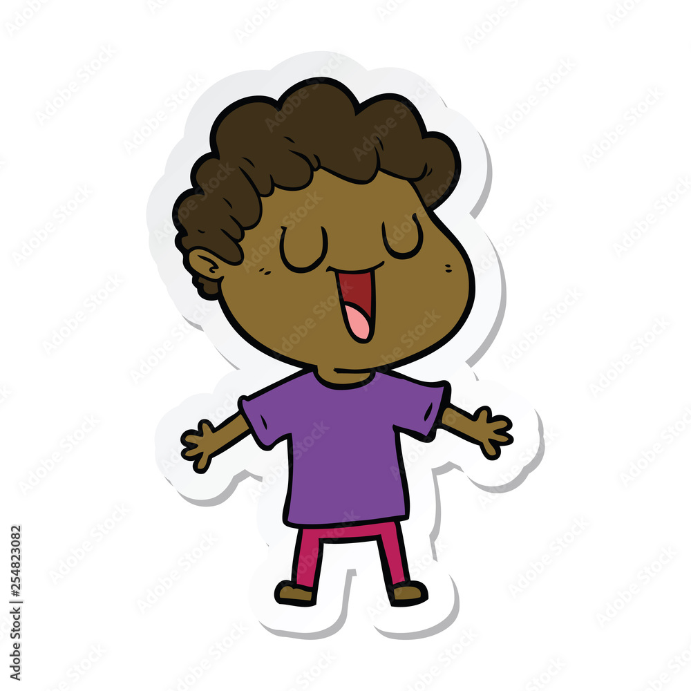 sticker of a laughing cartoon man sticker of a laughing cartoon man