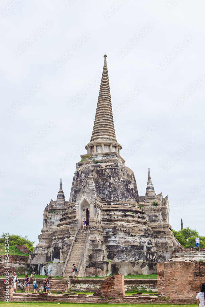 Ancient old pagoda of buddhist temple statue