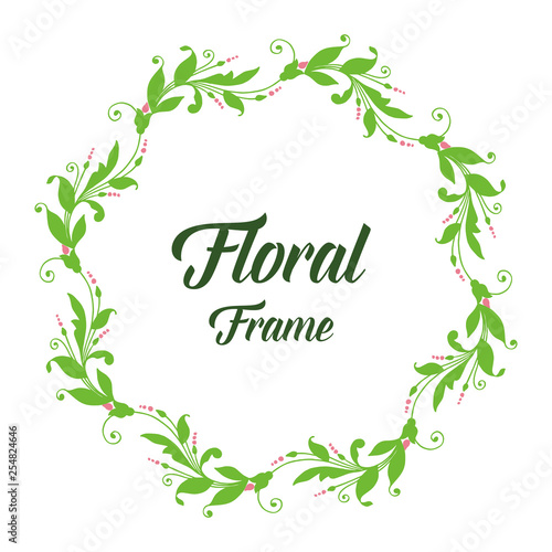 Vector illustration style pink floral frame with white backdrop