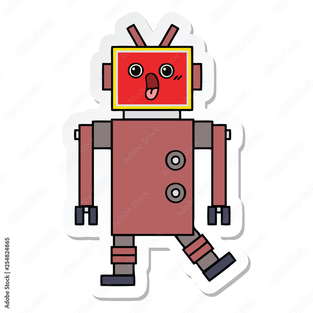 sticker of a cute cartoon robot sticker of a cute cartoon robot