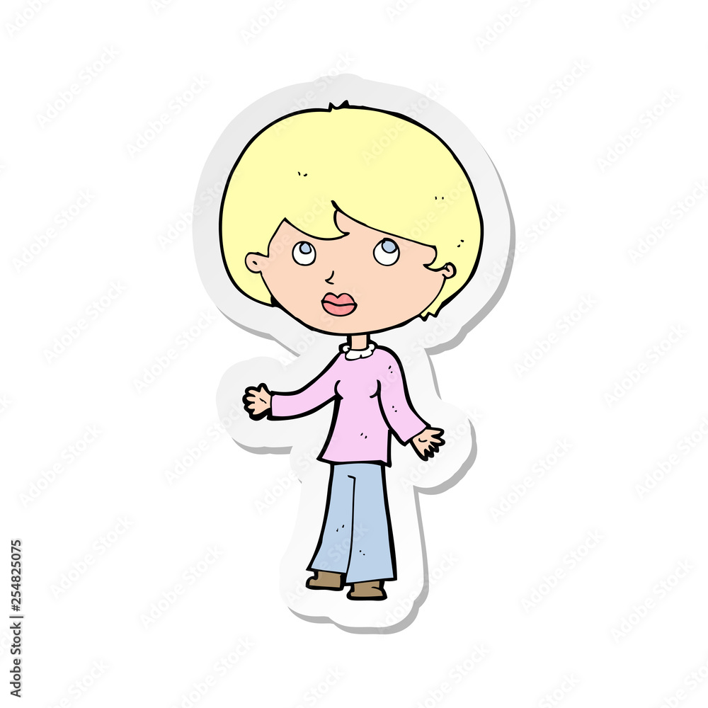sticker of a cartoon woman thinking sticker of a cartoon woman thinking
