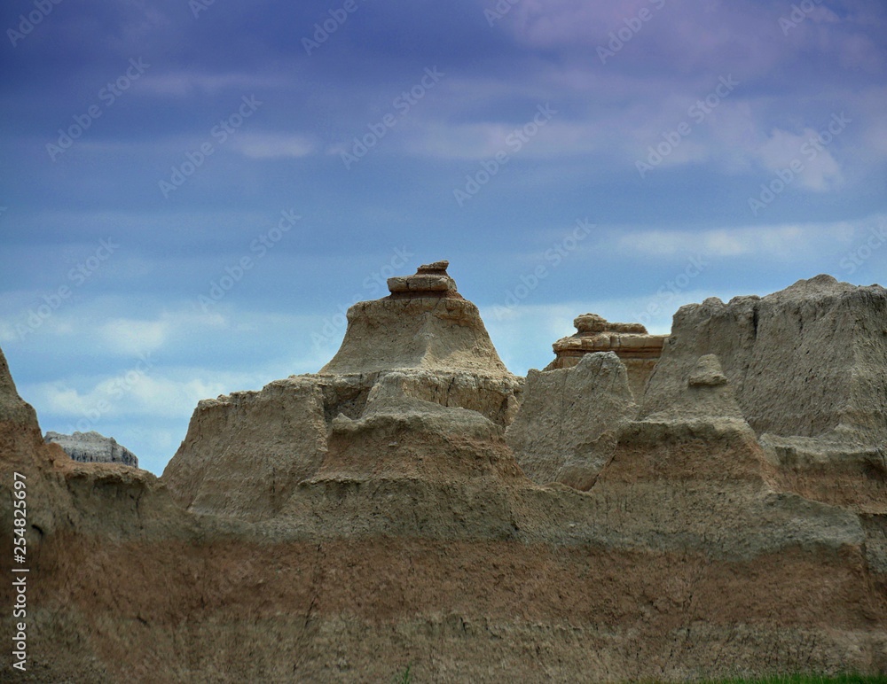 Display of surreal masterpiece of nature at at the Badlands National Park in South Dakota. 