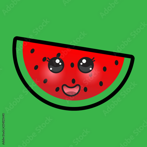 cute "watermelon" cartoon images in kawaii anime style With a funny expression, isolated with solid colored background.