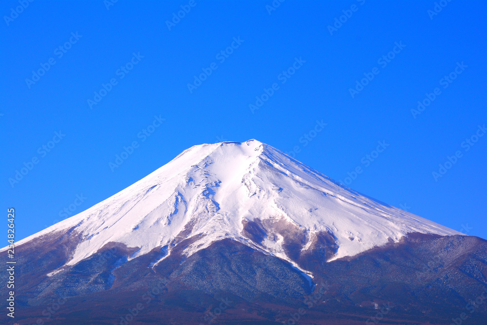 Mt. Fuji with blue sky from Fujiyoshida City Japan 03/09/2019 Mt. Fuji with blue sky from Fujiyoshida City Japan 03/09/2019
