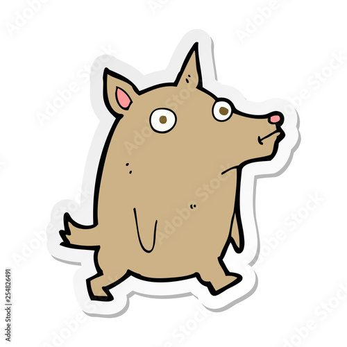 sticker of a cartoon funny little dog