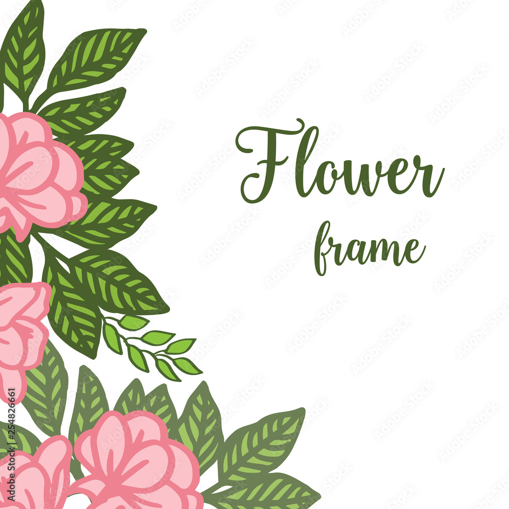 Vector illustration lettering of flower frame with green leaves Vector illustration lettering of flower frame with green leaves