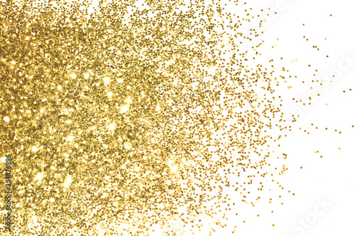 Background with gold glitter on white background for your design